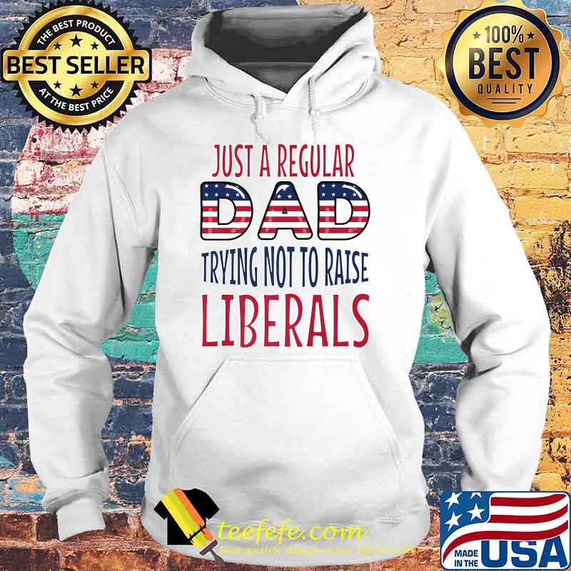 Just a regular dad trying not to raise liberals fathers day USA Flag T-Shirt Hoodie