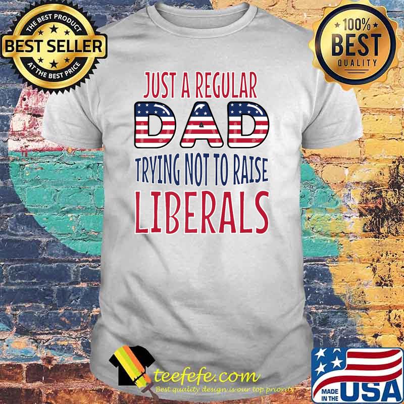 Just a regular dad trying not to raise liberals fathers day USA Flag T-Shirt