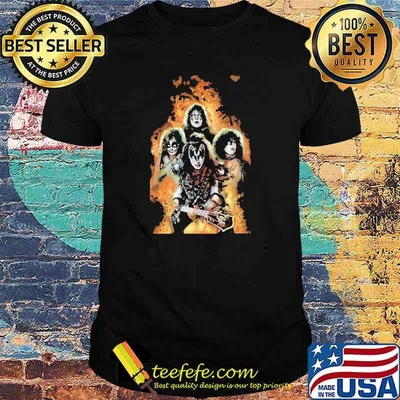 Kiss band rock music girls fire shirt