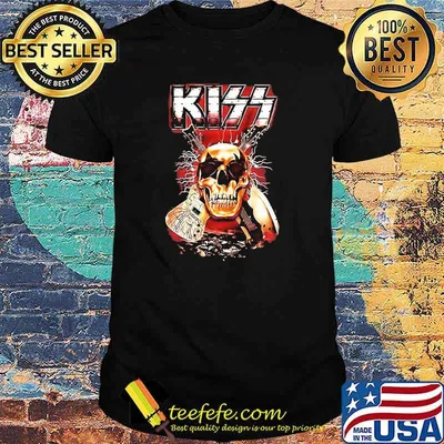 Kiss skull guitar band rock music shirt