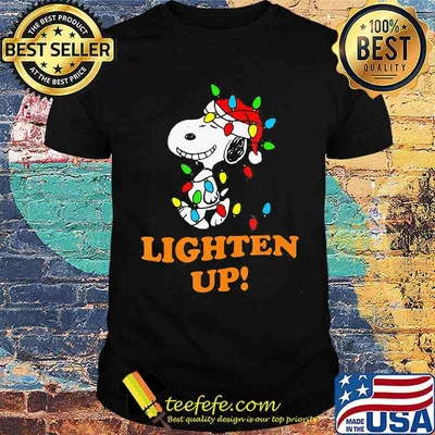 Lighten up snoopy wear hat santa clause merry christmas shirt