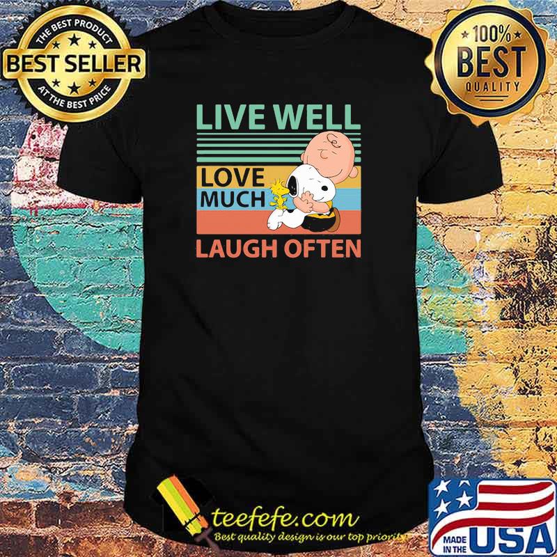 Live Well Love Much Laugh Often Snoopy Peanuts Vintage Shirt