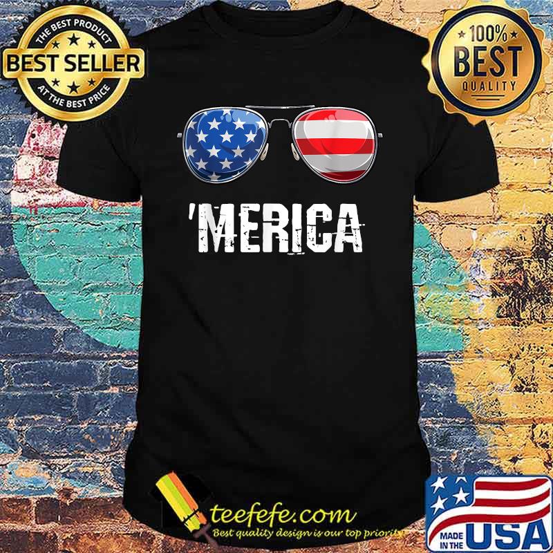 'Merica 4th Of July Sunglasses American Flag T-Shirt