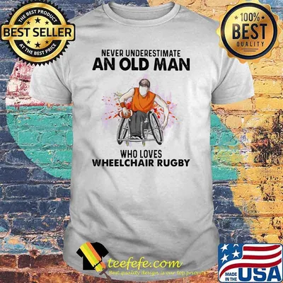 Never Underestimate An Old Man Who Loves Wheelchair Rugby Watercolor shirt