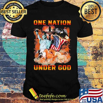 One Nation Under God Horse And Eagle Liberty American Flag Shirt