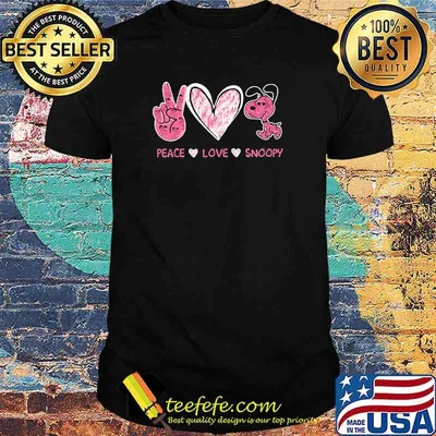 Peace Love Snoopy Pink Shirt
