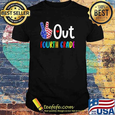 Peace Out Fourth Grade Last Day of School 4th Grade US Flag Shirt
