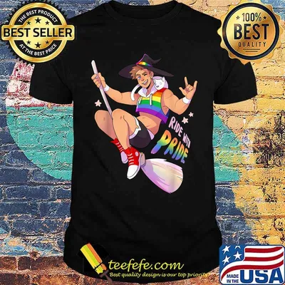 Ride with Pride Gay LGBT Pride Rainbow flag T-Shirt