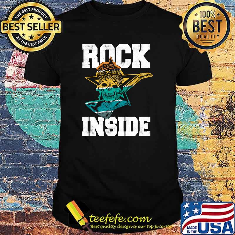 Rock Inside Rock n Roll Guitar Skull Vintage T-Shirt