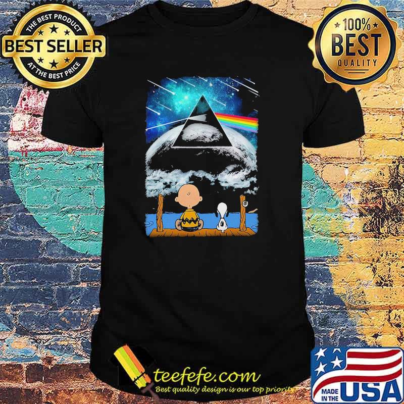 Snoopy and charlie see the moon pink floyd shirt