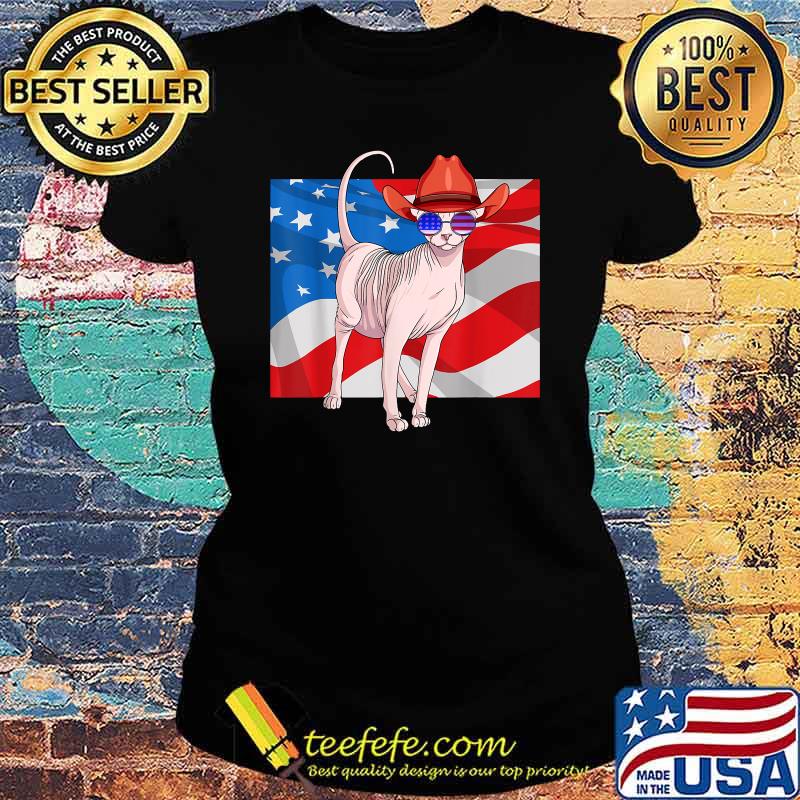 Sphynx Cat 4th Of July Patriotic American Flag T-Shirt Ladies tee Sphynx Cat 4th Of July Patriotic American Flag T-Shirt Ladies tee