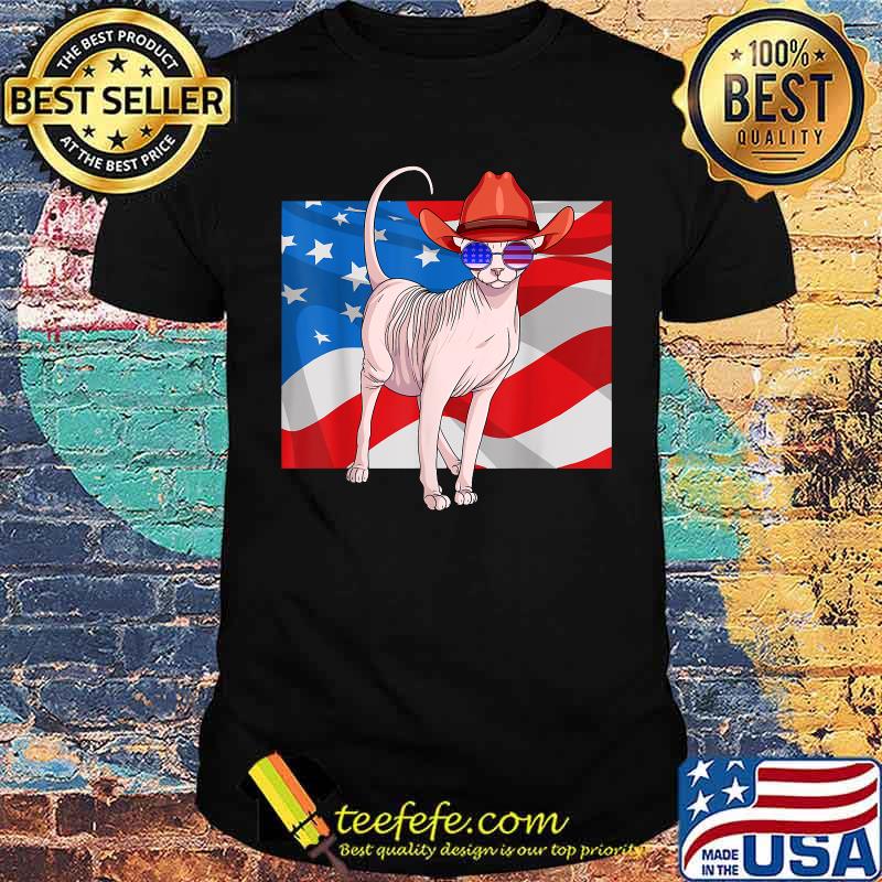 Sphynx Cat 4th Of July Patriotic American Flag T-Shirt