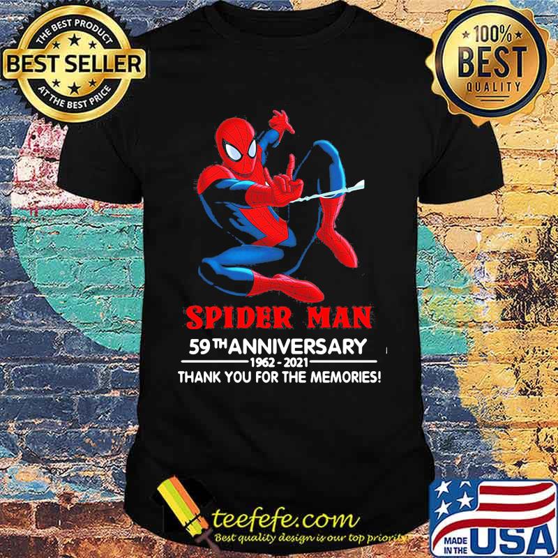 Spider man 59th anniversary 1962 2021 thank you for the memories shirt