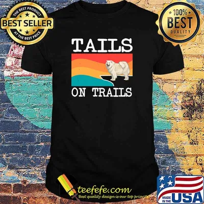 Tails On Trails Samoyed Dog Funny Hiking Long Sleeve T-Shirt