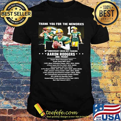 Thank you for the memories 16th anniversary green bay packers aaron rodgers 2005 shirt