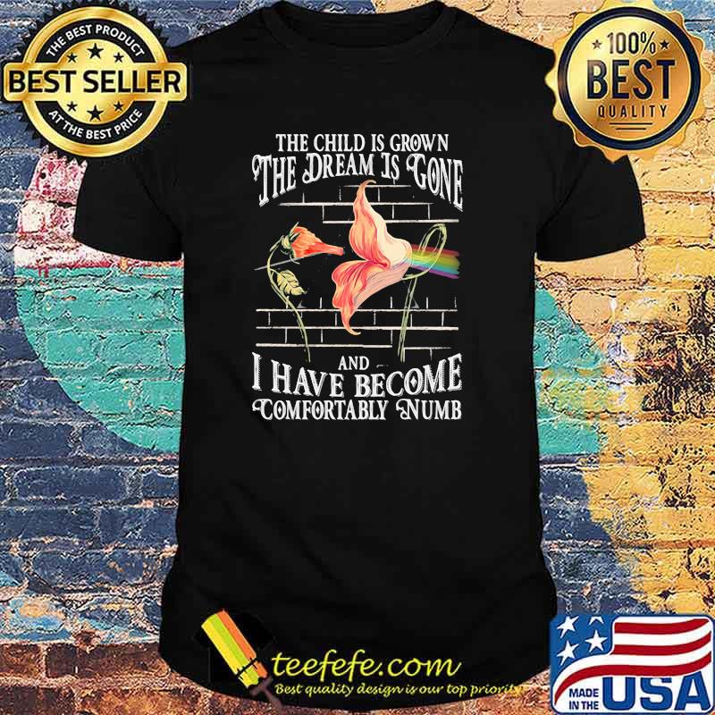 The child is grown the dream is gone and i have become comfortably numb flower pink floyd shirt