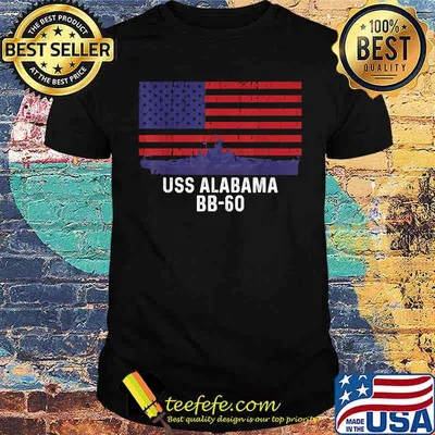 USS Alabama BB-60 Battleship Vintage American Flag Shirt