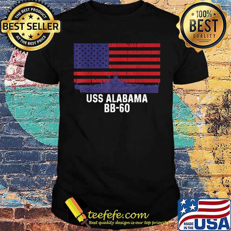 USS Alabama BB-60 Battleship Vintage American Flag Shirt