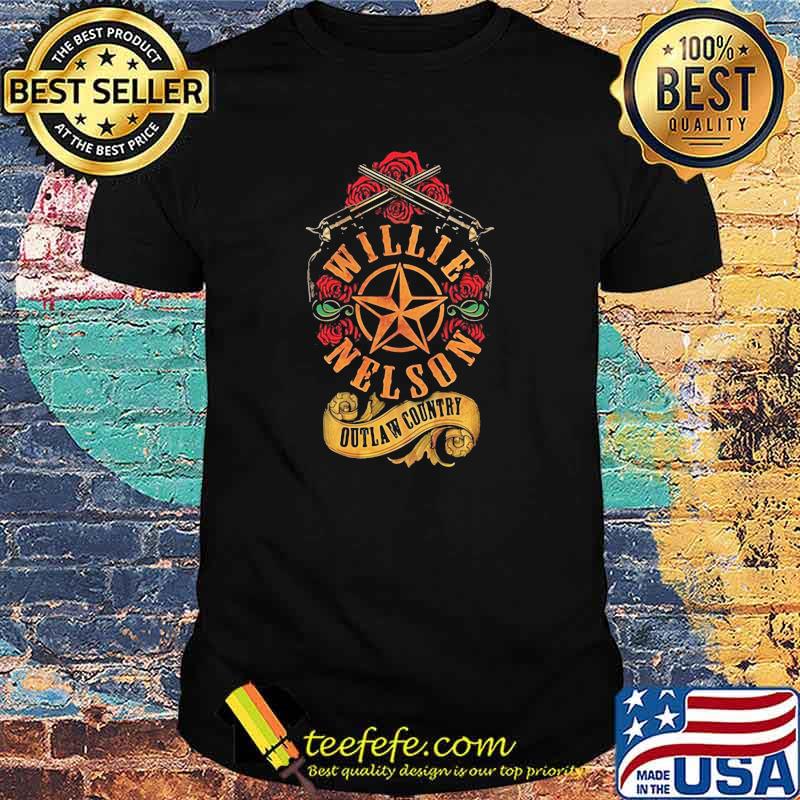 Willie Nelson Outlaw Country Roses Gun Star Shirt