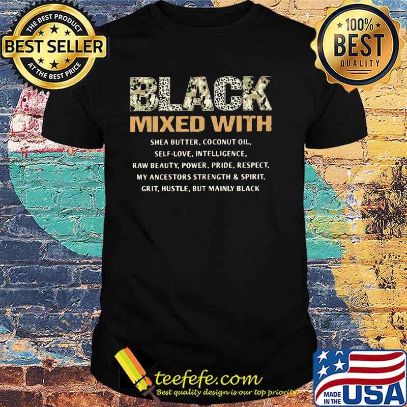 Women Black Mixed With She a Butter Coconut Oil Lepoard Shirt