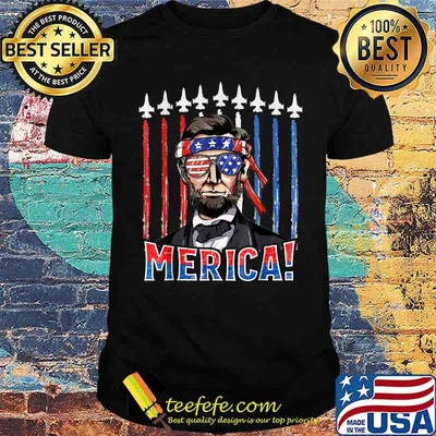 Abraham Lincoln 4th Of July Merica Patriotic American Flag T-Shirt