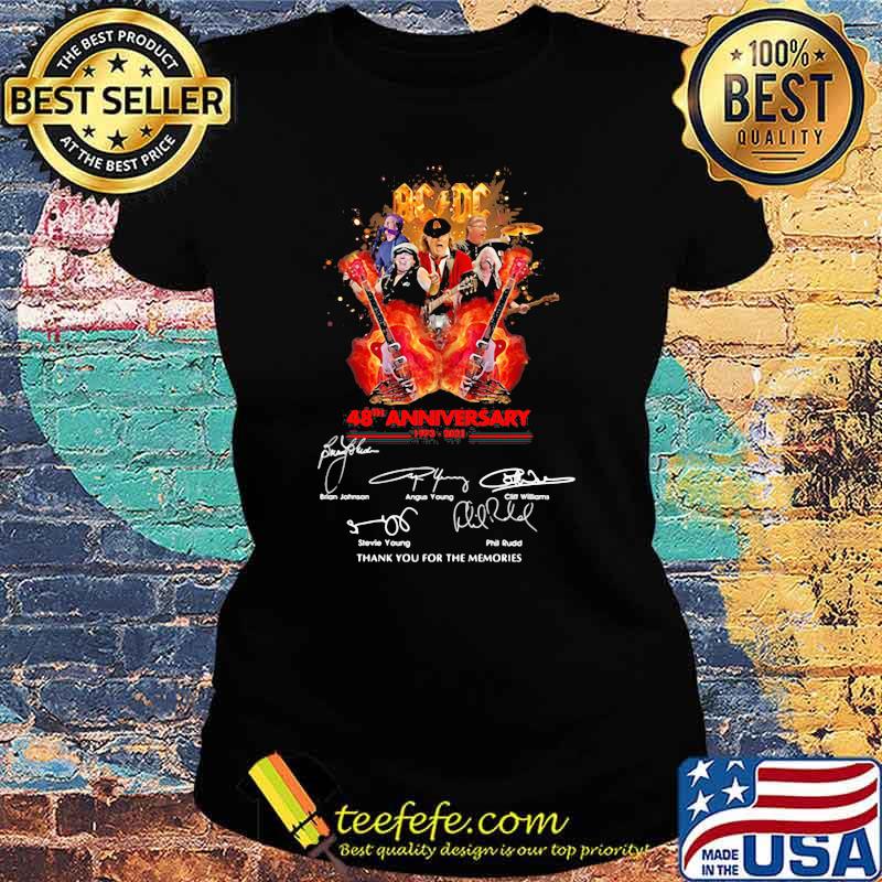 AC DC 48th anniversary 1973 2021 thank you for the memories signature Ladies tee AC DC 48th anniversary 1973 2021 thank you for the memories signature Ladies tee