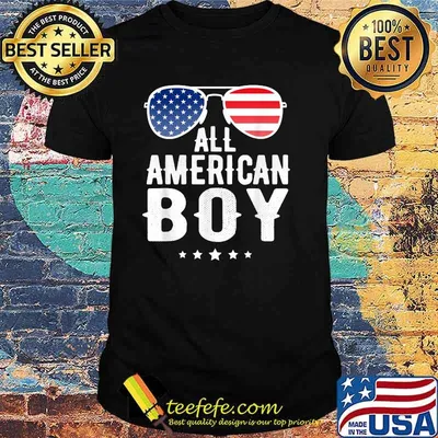 All American Boy Sunglasses American Flag 4th Of July T-Shirt