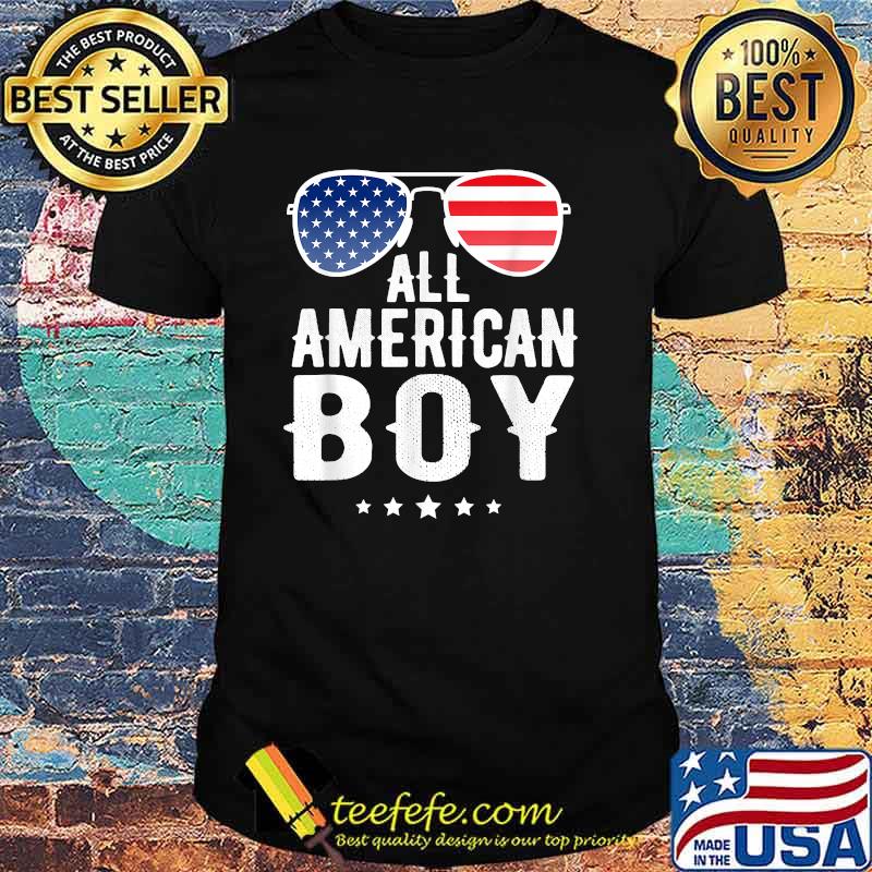 All American Boy Sunglasses American Flag 4th Of July T-Shirt