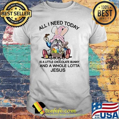 All i need today is a little chocolate bunny and a whole lotta jesus gnome happy easter shirt