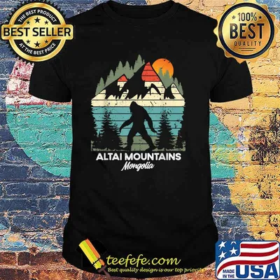 Altai Mountains Mingolia Bigfoot Hiking Sunset Vintage T-Shirt