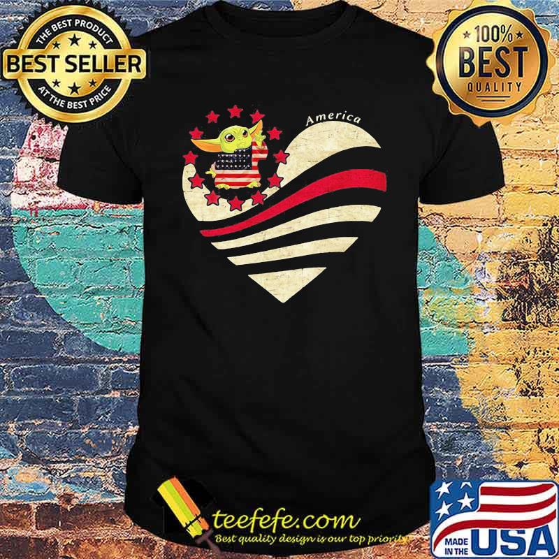 America Lover heart yoda american flag shirt