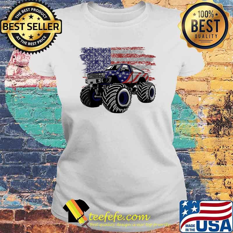 American Flag Monster Truck Lovers 4th Of July Monster Truck T-Shirt Laides tee American Flag Monster Truck Lovers 4th Of July Monster Truck T-Shirt Laides tee
