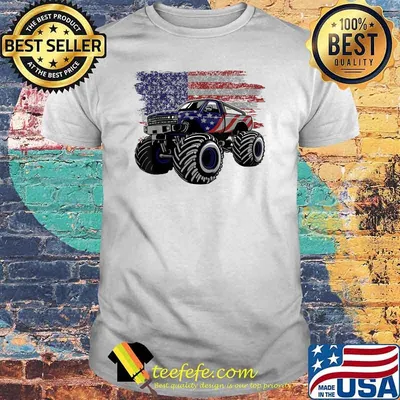 American Flag Monster Truck Lovers 4th Of July Monster Truck T-Shirt