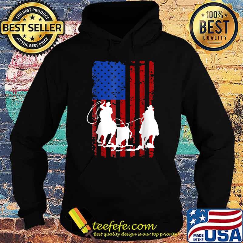 American Flag Team Roping Horse 4th Of July Patriotic T-Shirt Hoodie American Flag Team Roping Horse 4th Of July Patriotic T-Shirt Hoodie