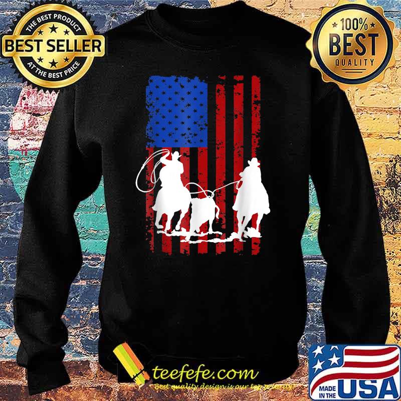 American Flag Team Roping Horse 4th Of July Patriotic T-Shirt Sweater American Flag Team Roping Horse 4th Of July Patriotic T-Shirt Sweater