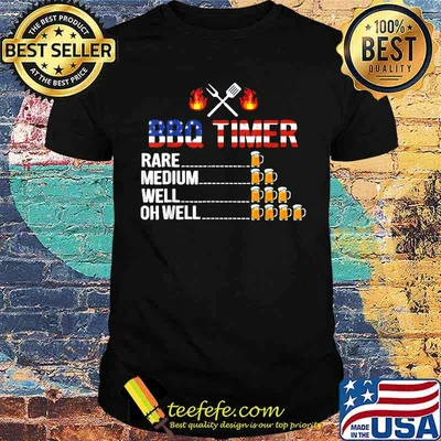 BBQ Timer Barbecue Beer Lover USA Flag Funny 4th Of July T-Shirt