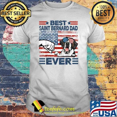 Best Saint Bernard Dad Ever American Flag Dog Sunglasses Father's Day T-Shirt
