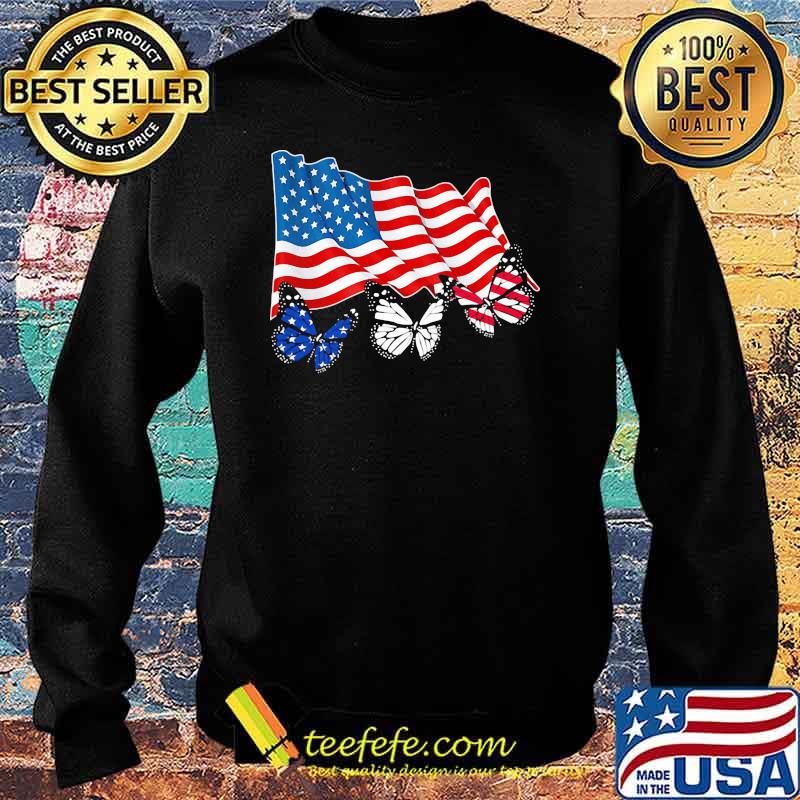 Butterfly American Flag Shirt Sweater Butterfly American Flag Shirt Sweater