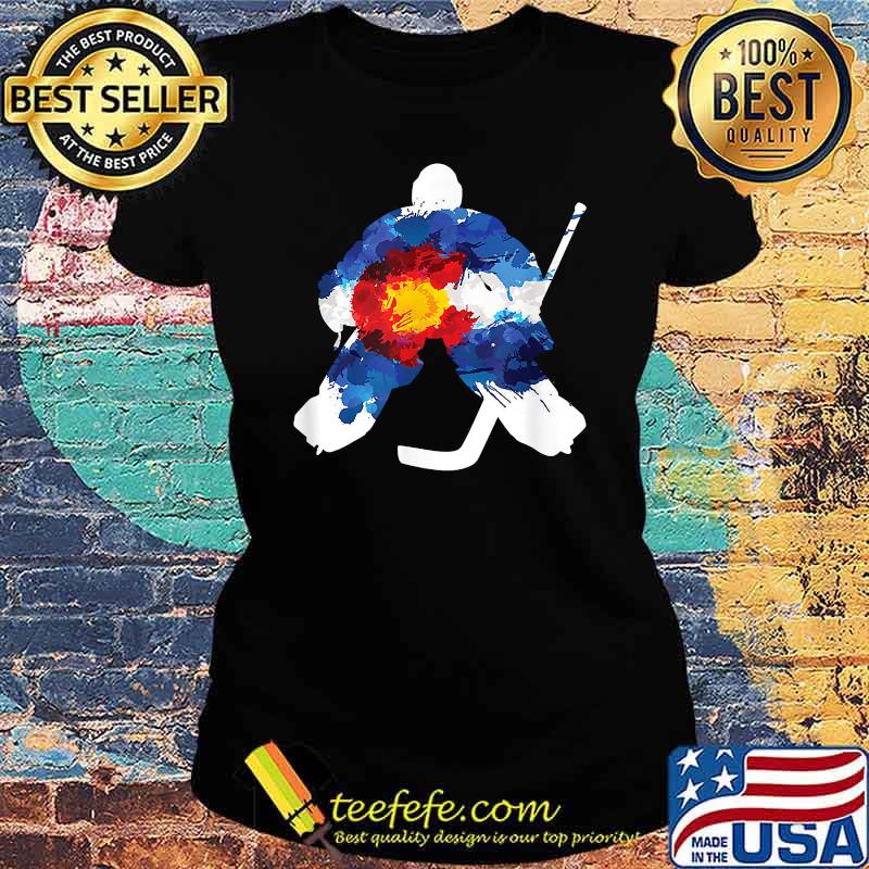 Colorado Hockey Goalie Watercolor T-Shirt Ladies tee Colorado Hockey Goalie Watercolor T-Shirt Ladies tee