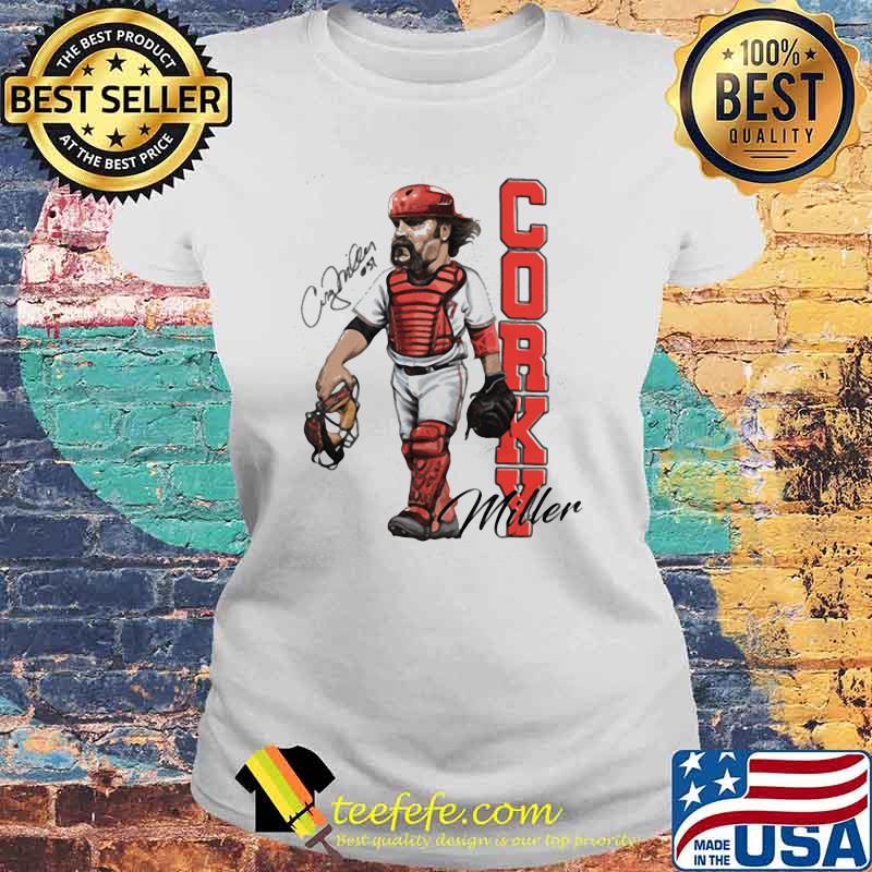 Corky miller signature player baseball Laides tee Corky miller signature player baseball Laides tee