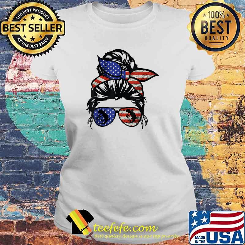 Crested gecko Messy Bun Hair Glasses 4th of July 2021 T-Shirt Laides tee Crested gecko Messy Bun Hair Glasses 4th of July 2021 T-Shirt Laides tee