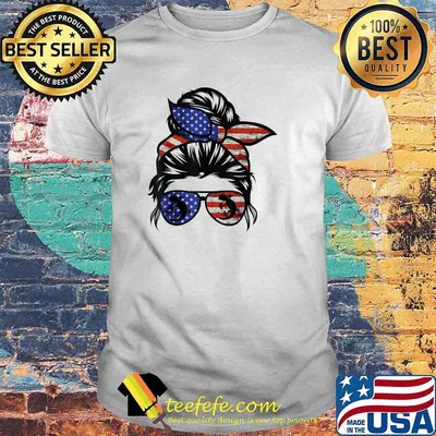 Crested gecko Messy Bun Hair Glasses 4th of July 2021 T-Shirt