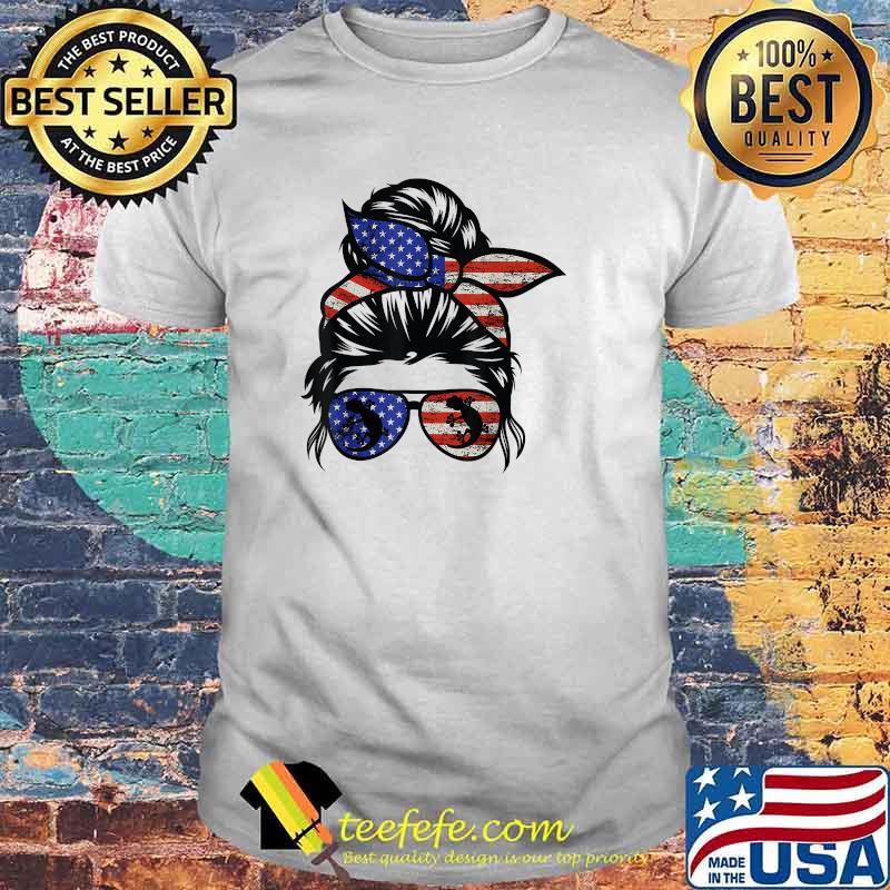 Crested gecko Messy Bun Hair Glasses 4th of July 2021 T-Shirt