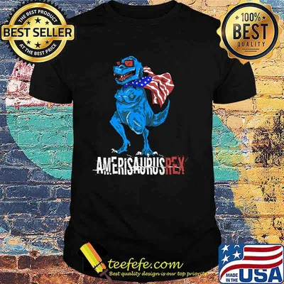 Dinosaur 4th of July Amerisaurus T Rex Flag T-Shirt