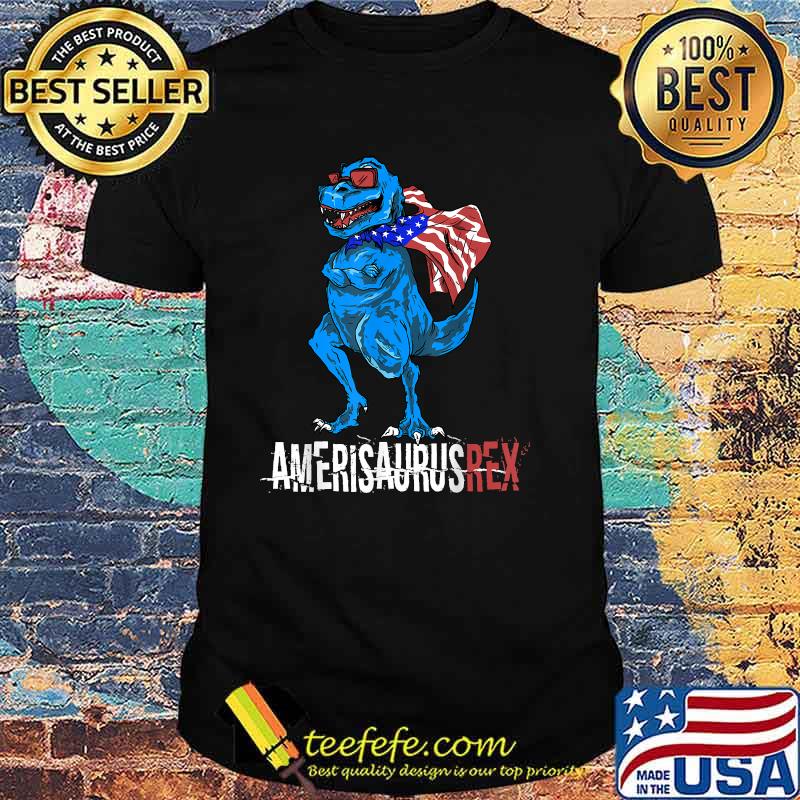 Dinosaur 4th of July Amerisaurus T Rex Flag T-Shirt