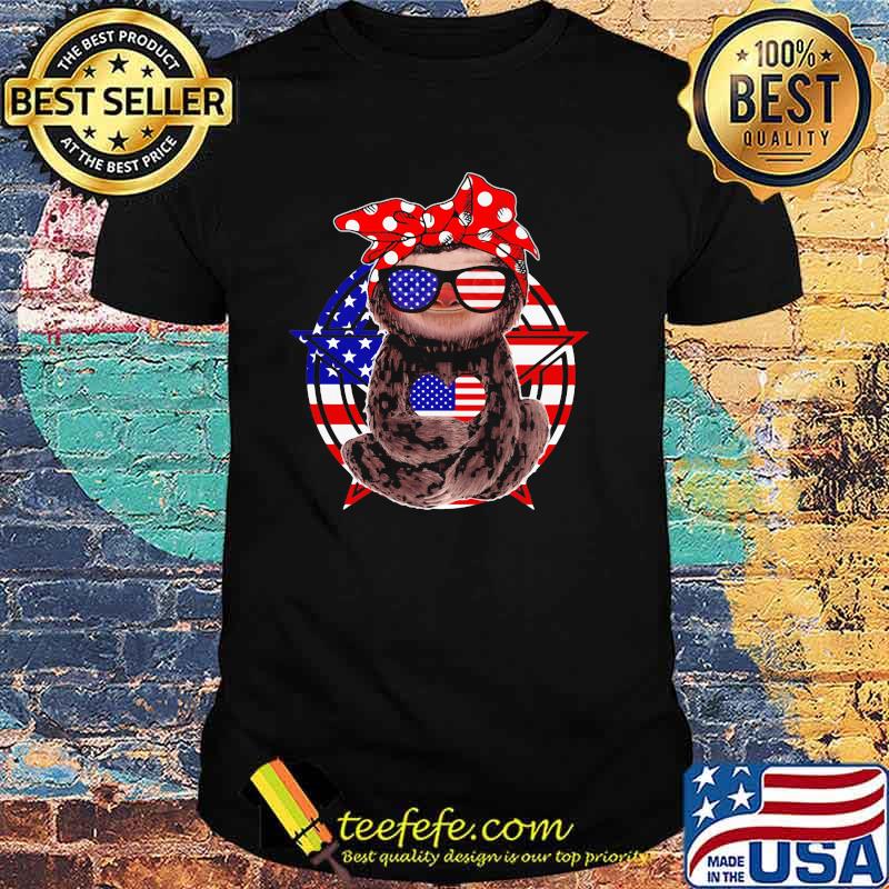 Funny Sloth American Flag Shirt