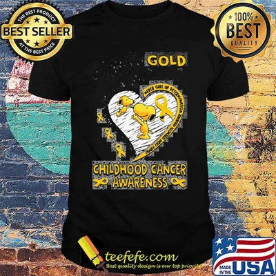 Gold childhood cancer awareness never give up determination snoopy shirt