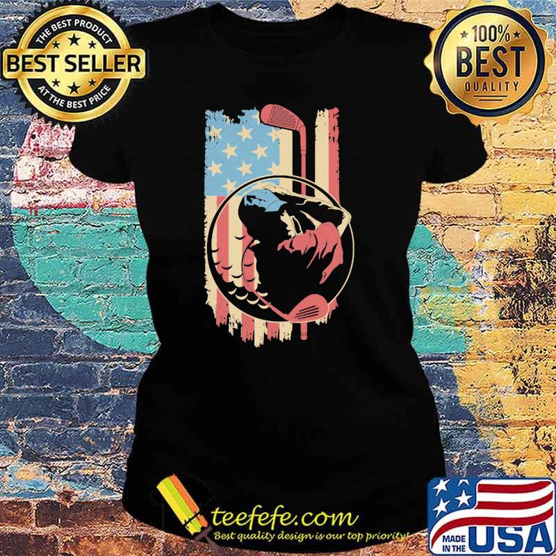 Golfer Vintage American Flag Shirt Ladies tee Golfer Vintage American Flag Shirt Ladies tee