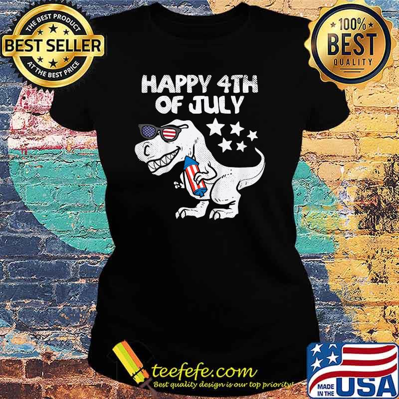 Happy 4th Of July Trex Dinosaur American Dino T-Shirt Ladies tee Happy 4th Of July Trex Dinosaur American Dino T-Shirt Ladies tee