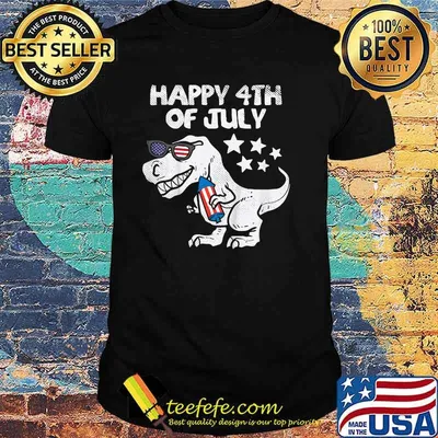 Happy 4th Of July Trex Dinosaur American Dino T-Shirt